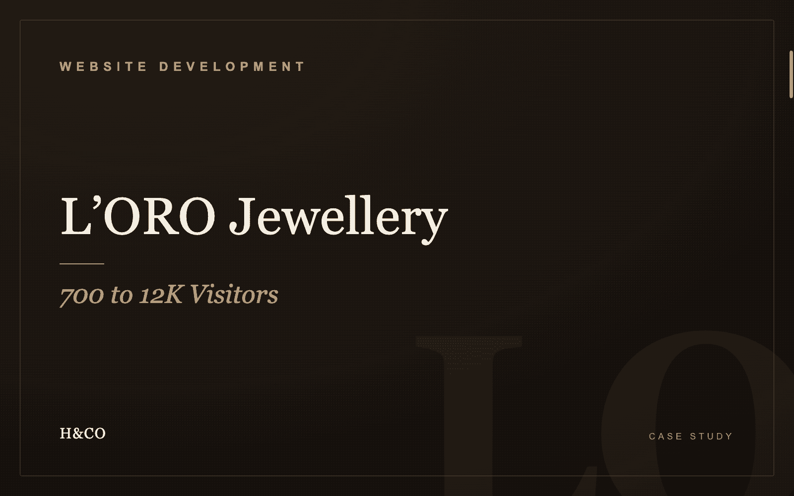 L'ORO Jewellery case study card — H&CO