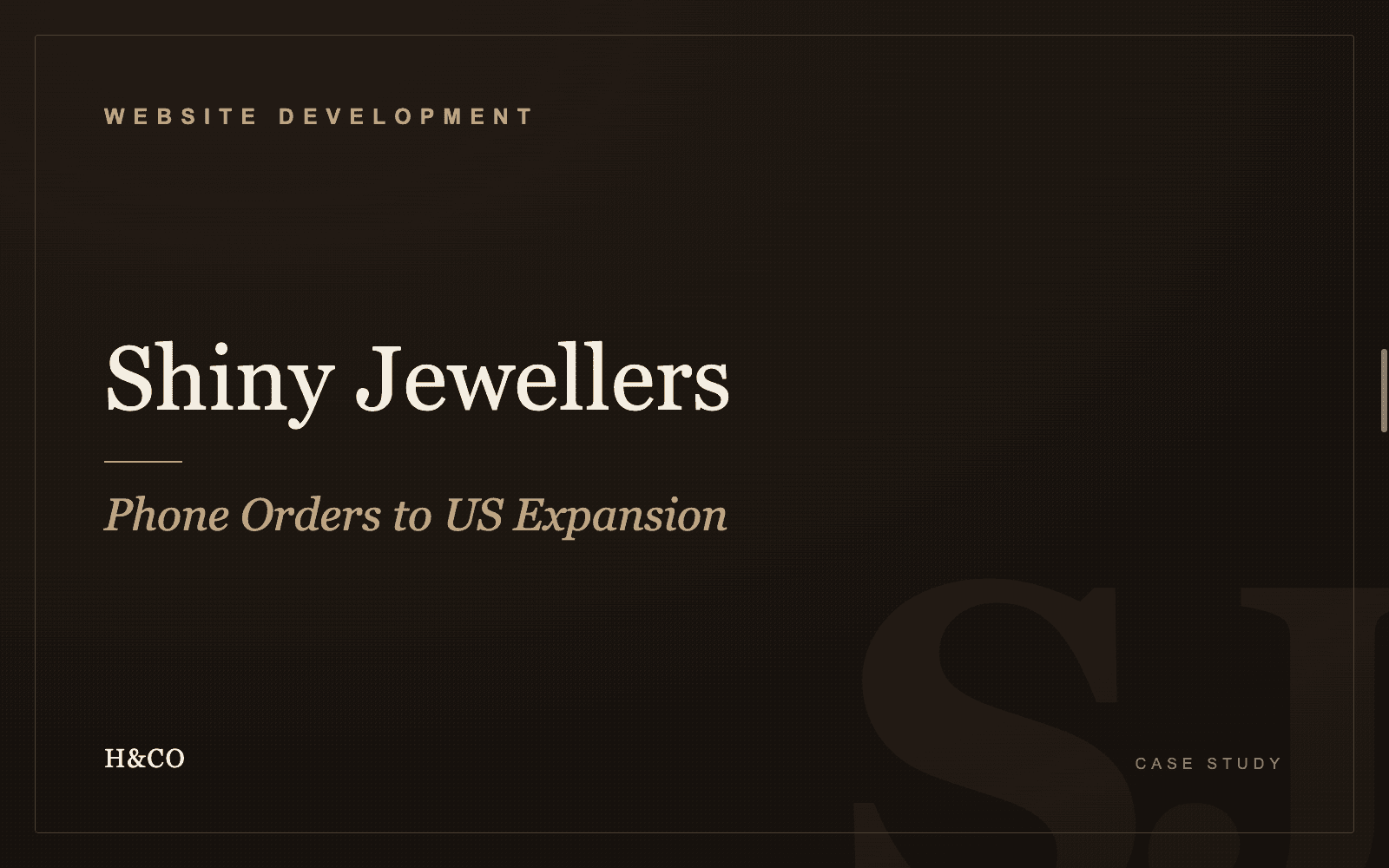 Shiny Jewellers case study card — H&CO
