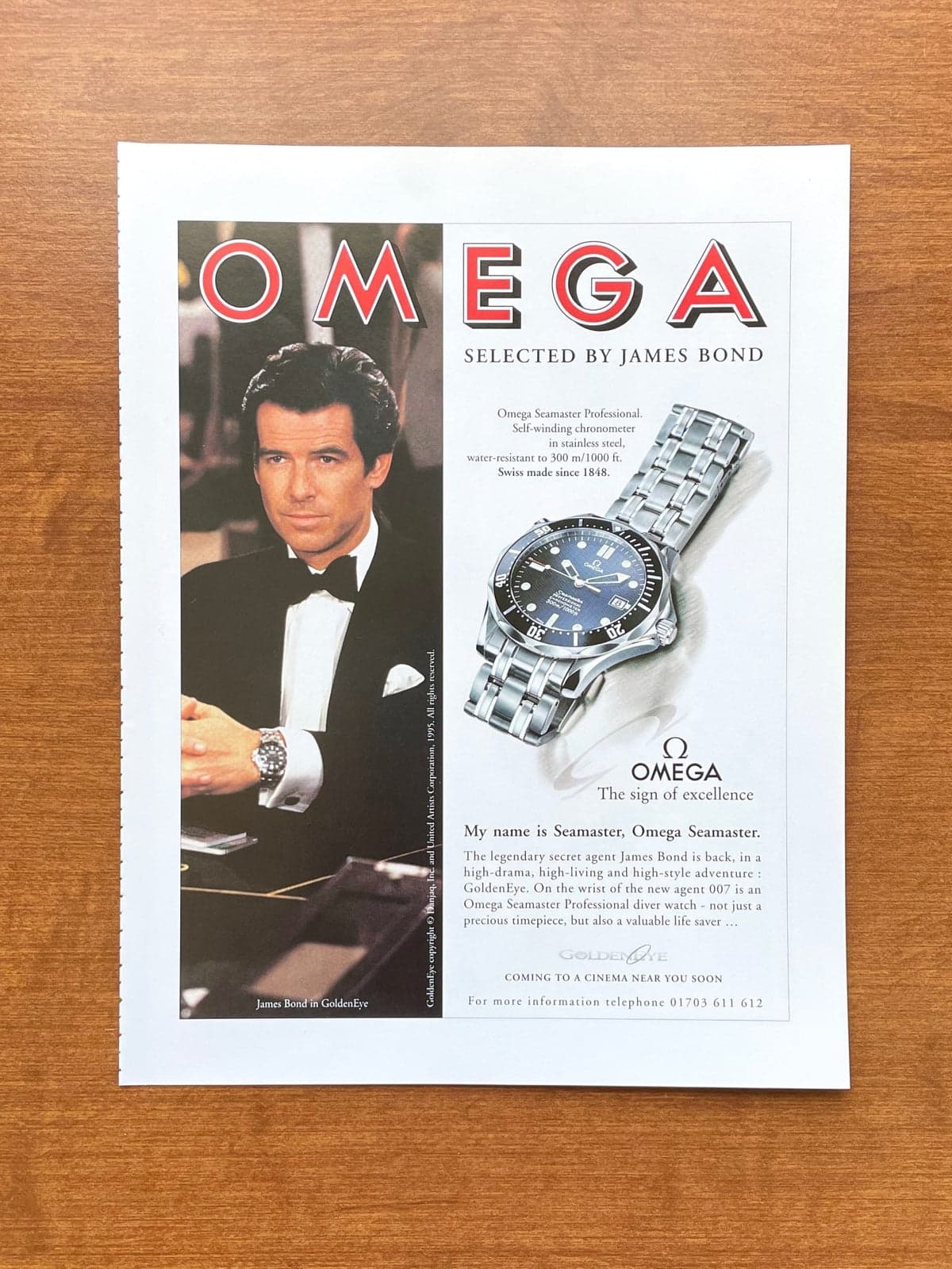 Omega Seamaster James Bond GoldenEye 1995 print advertisement