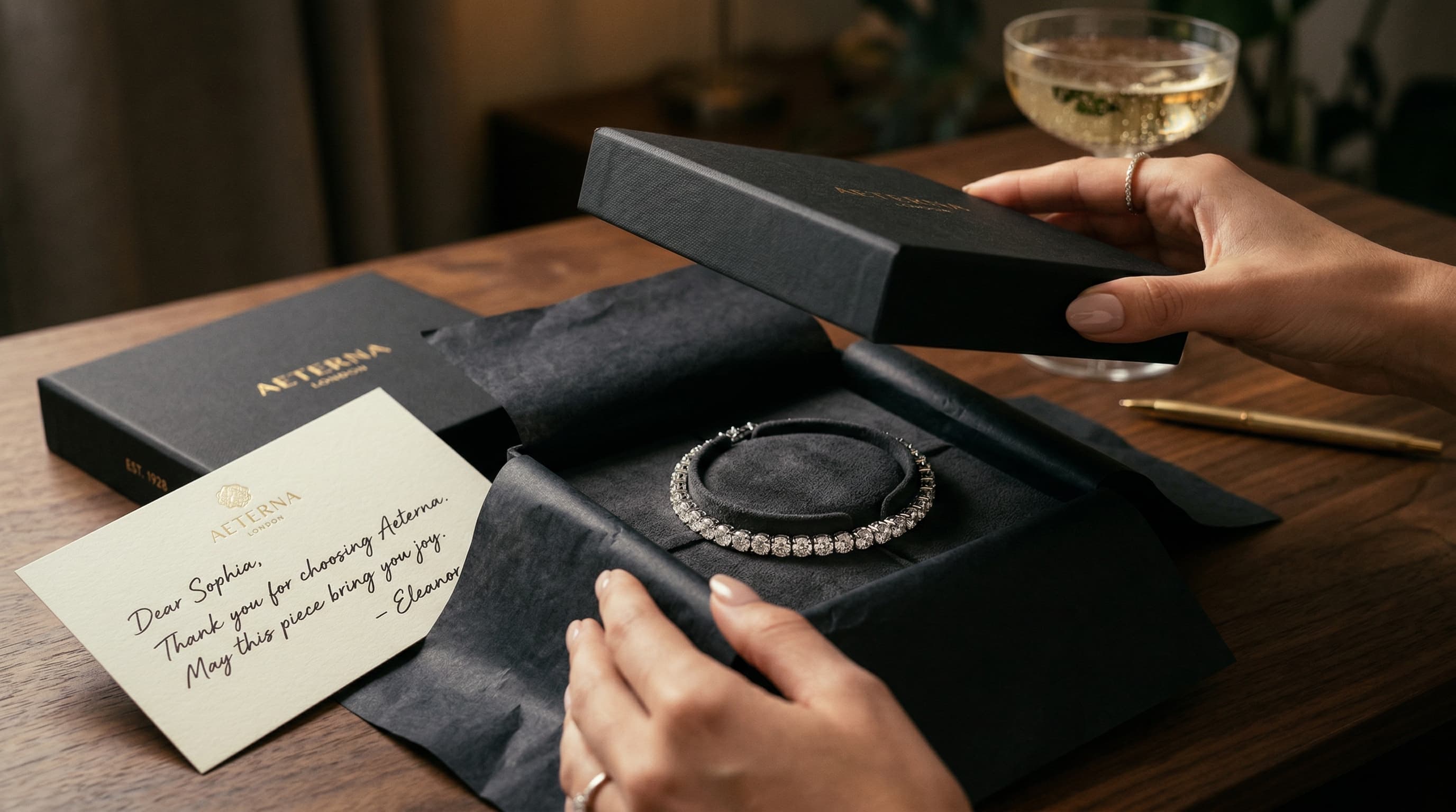 Luxury jewelry packaging and unboxing experience