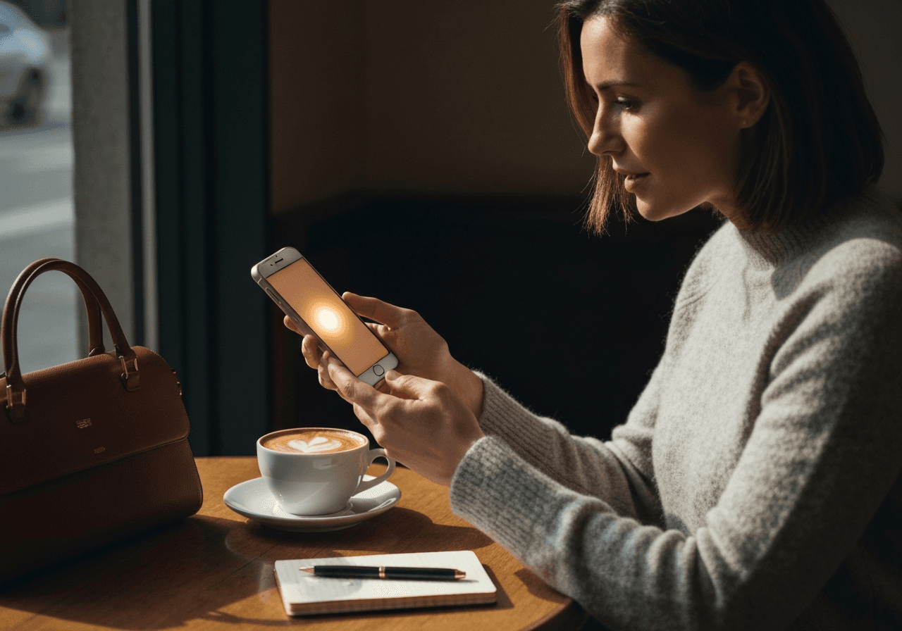 Editorial luxury boutique photograph illustrating paid social audience