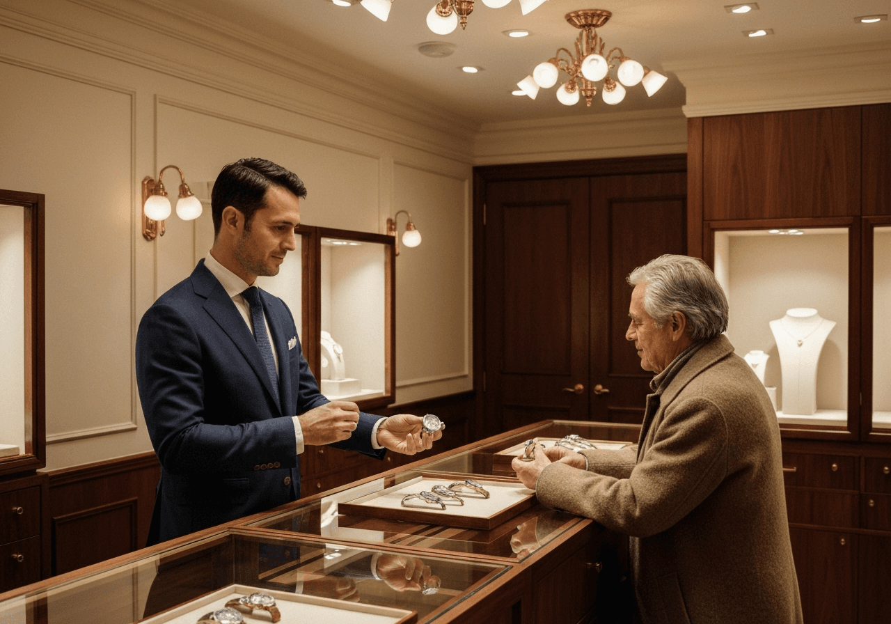 Editorial luxury boutique photograph illustrating ppc in store sale