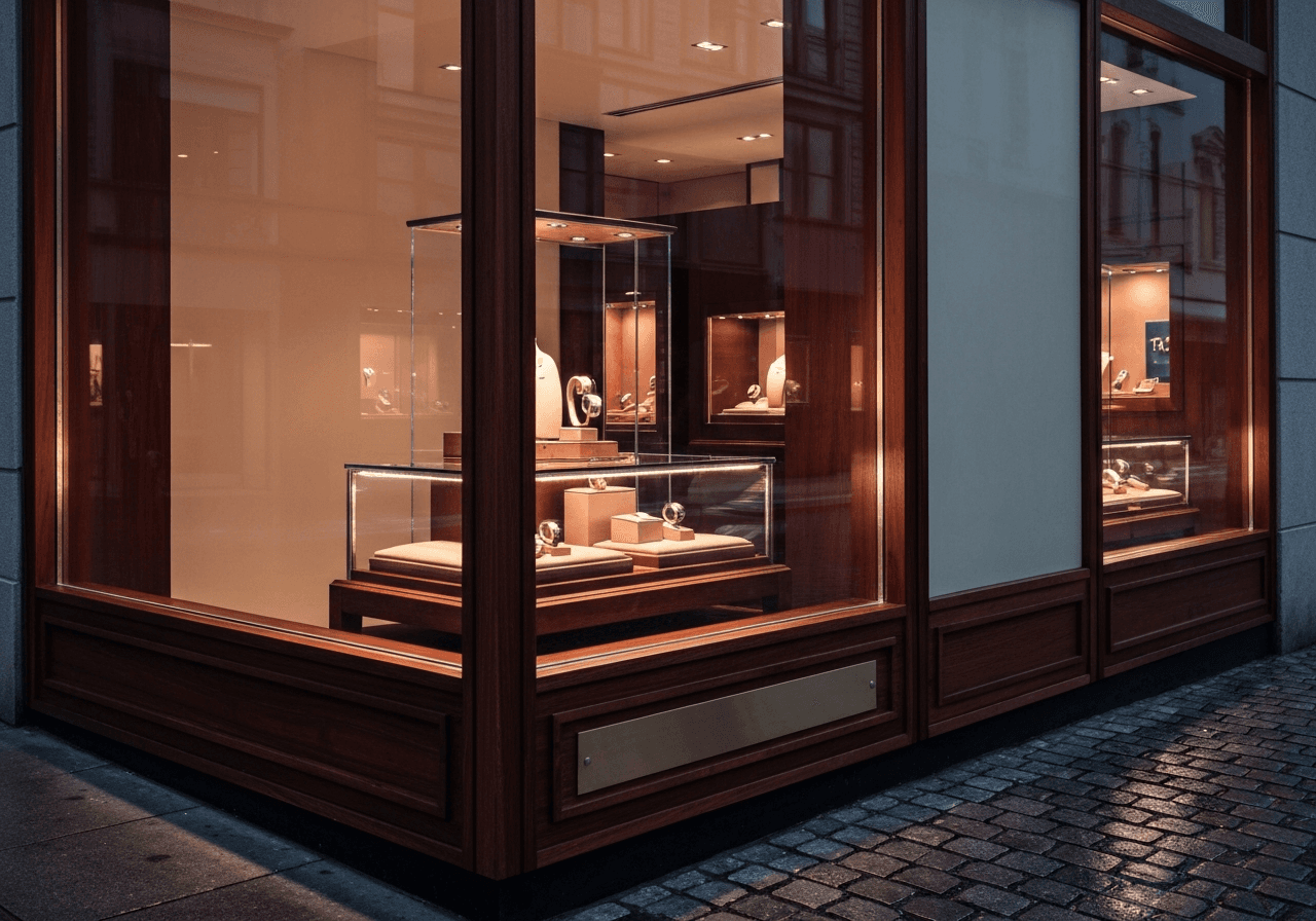 Editorial luxury boutique photograph illustrating retailer foot traffic