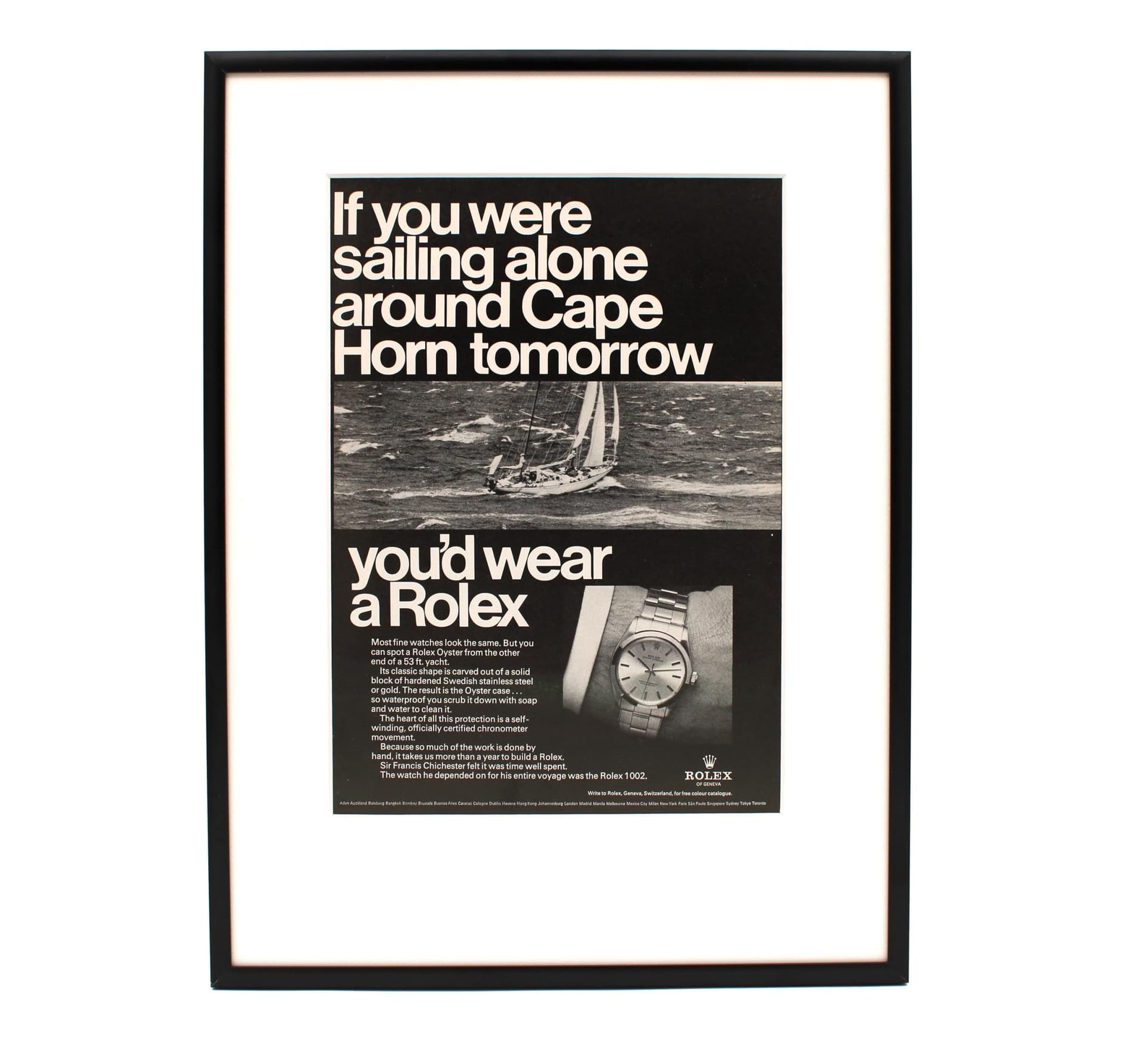 Rolex Oyster 1967 print ad from the If You Were campaign, aspirational adventure scenario