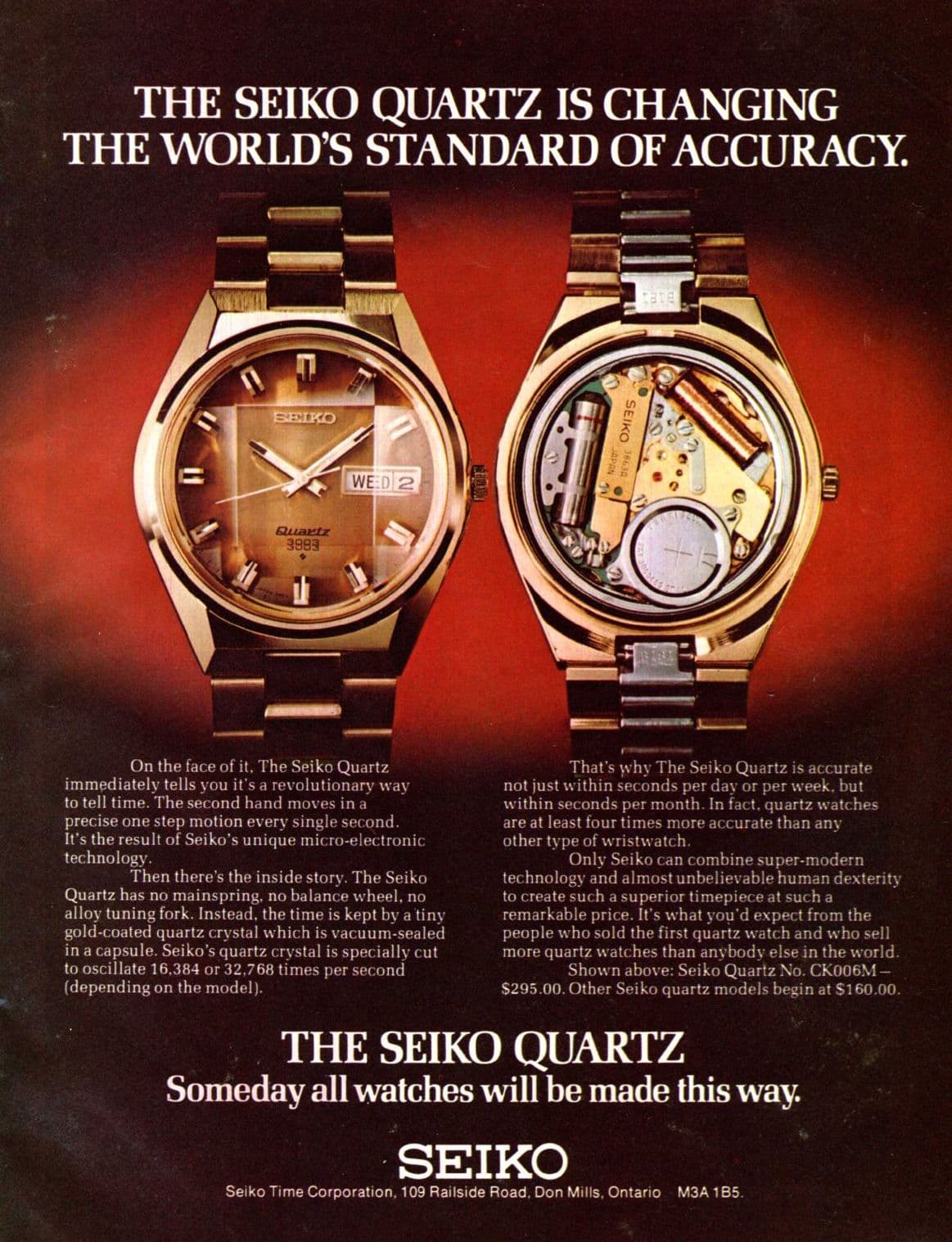 Seiko Quartz Astron 1969 advertisement, Someday all watches will be made this way
