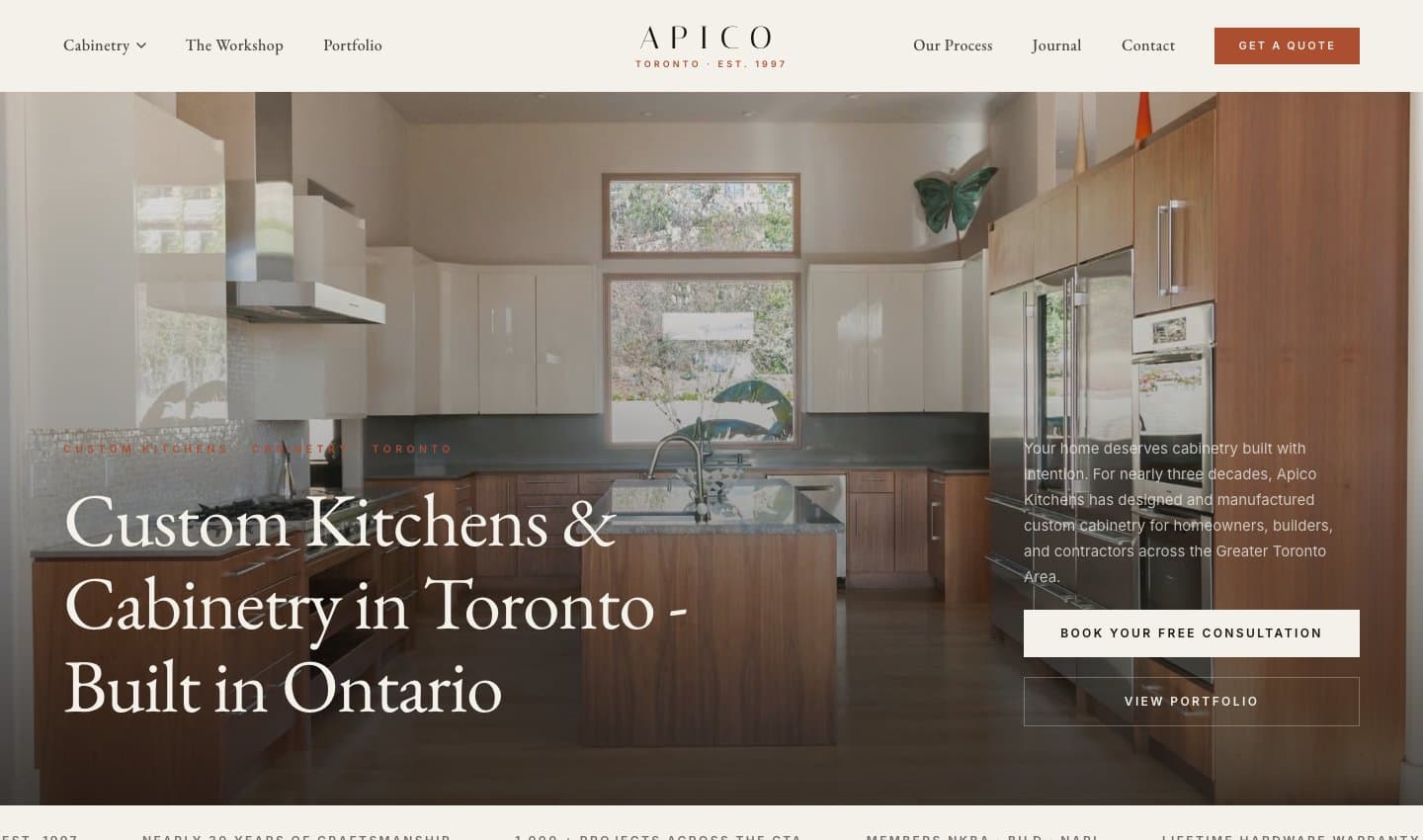 Apico Kitchens website and project work
