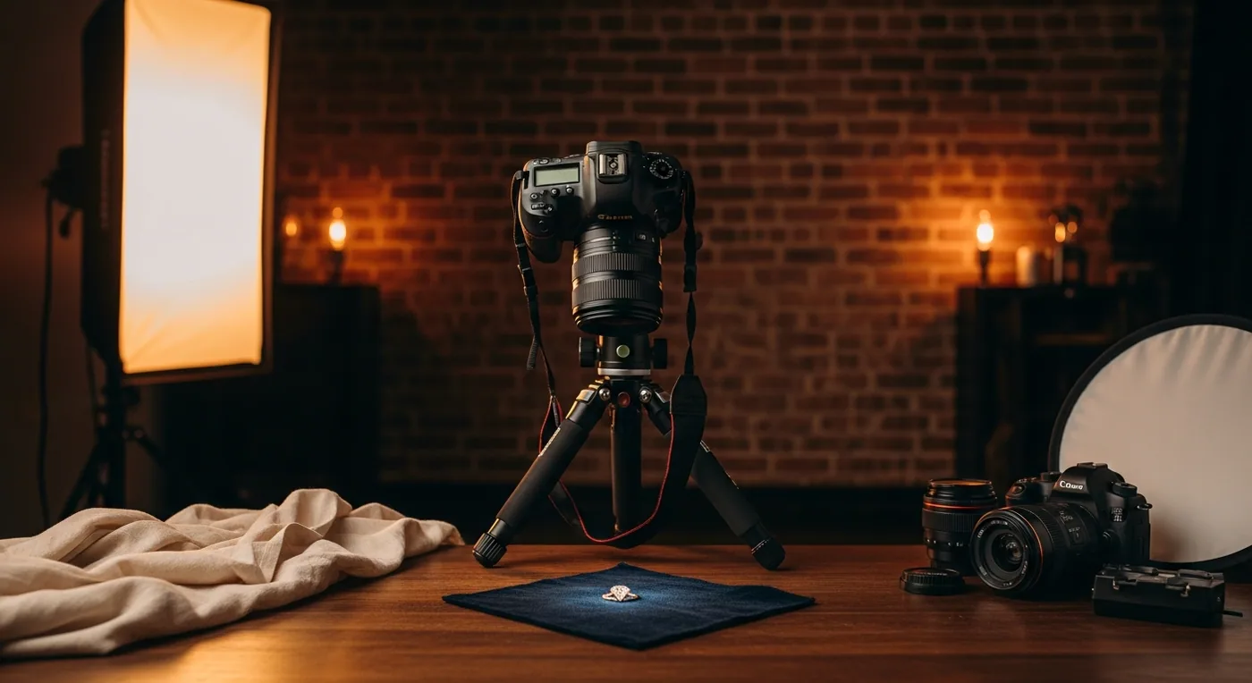 Behind the scenes luxury jewelry product photography setup