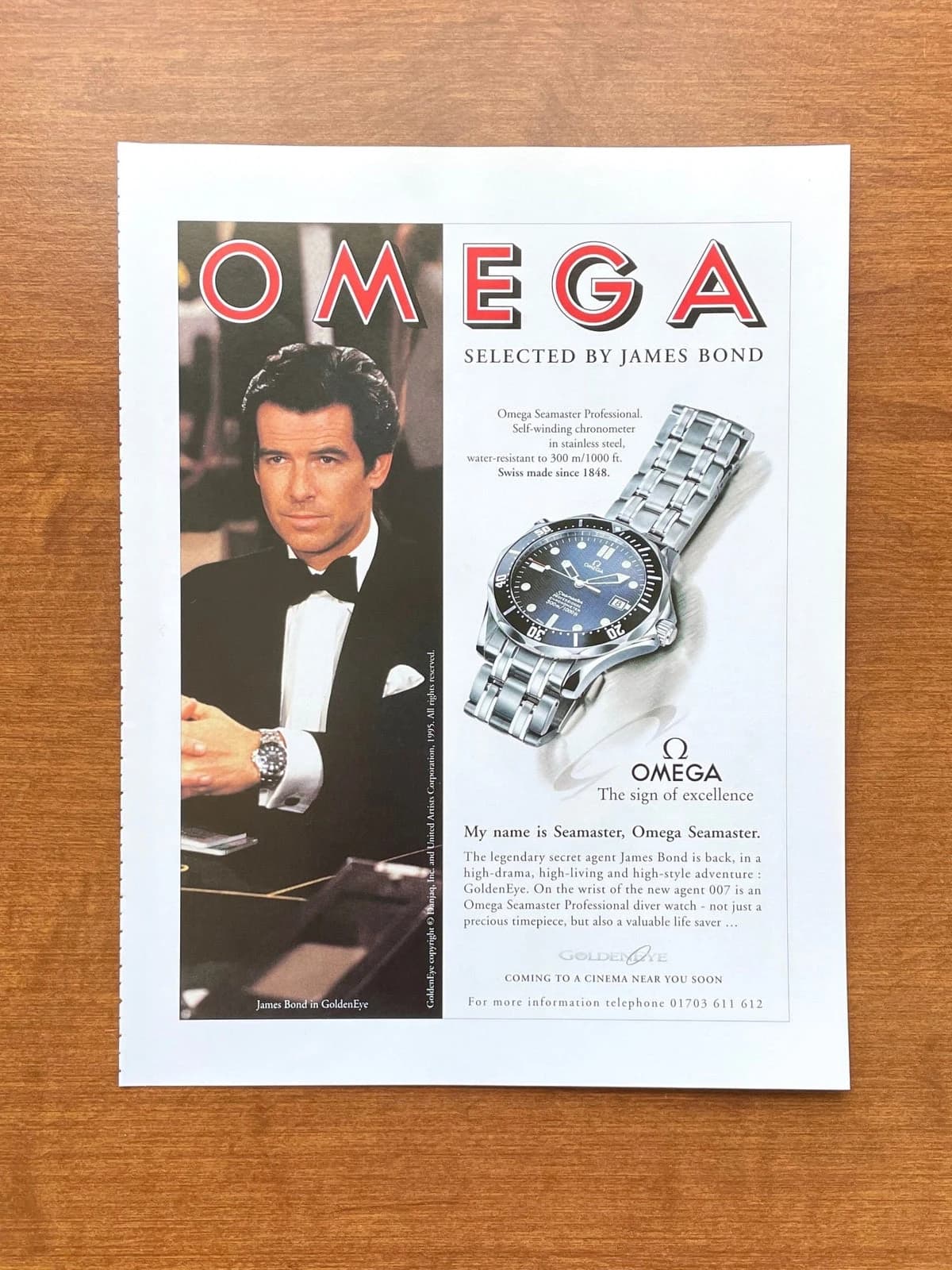 Omega Seamaster James Bond GoldenEye 1995 print advertisement