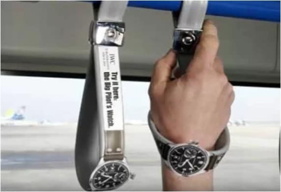 IWC Big Pilot watch bus strap guerrilla marketing installation by Jung von Matt, 2006
