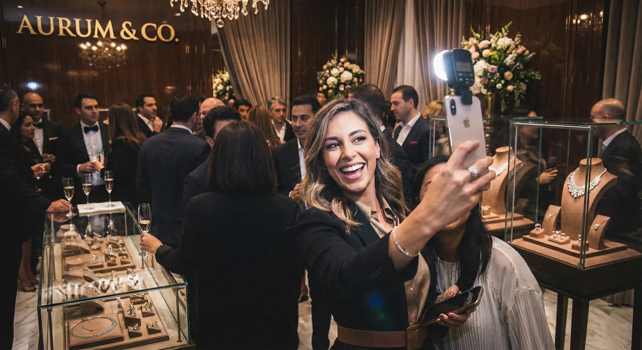 Guests photographing jewelry during an in-store event